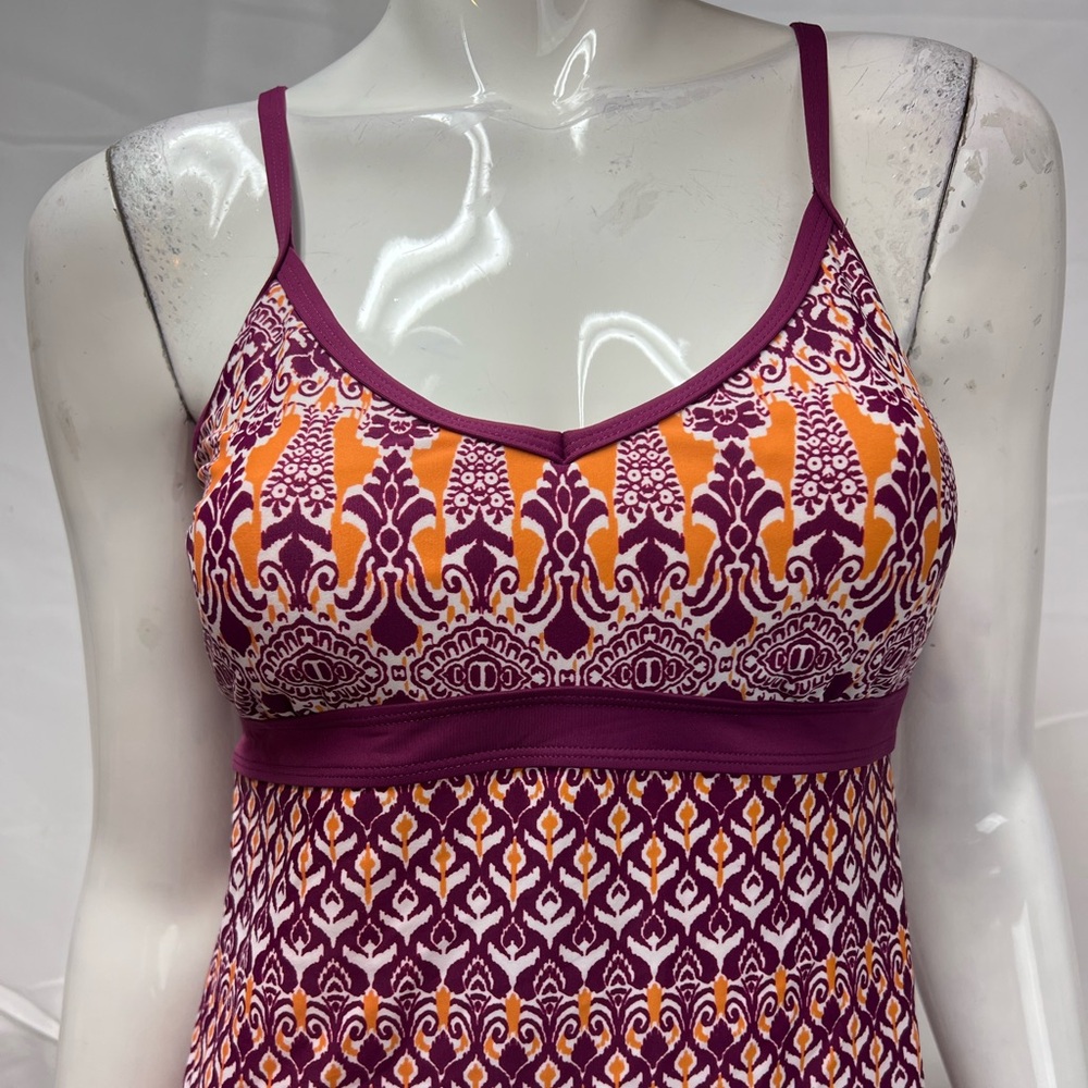 Athleta Women's S Purple Orange Racerback Shorebreak Grenadine Bombay Mini Dress - Picture 2 of 4